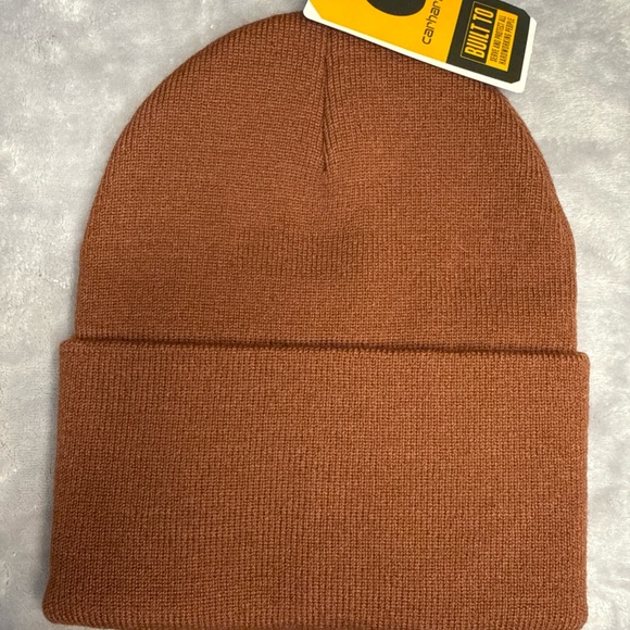 Carhartt Women’s Floral Patch Beanie Cuffed Sable Red Winter Cap Hat Knit - Picture 3 of 4